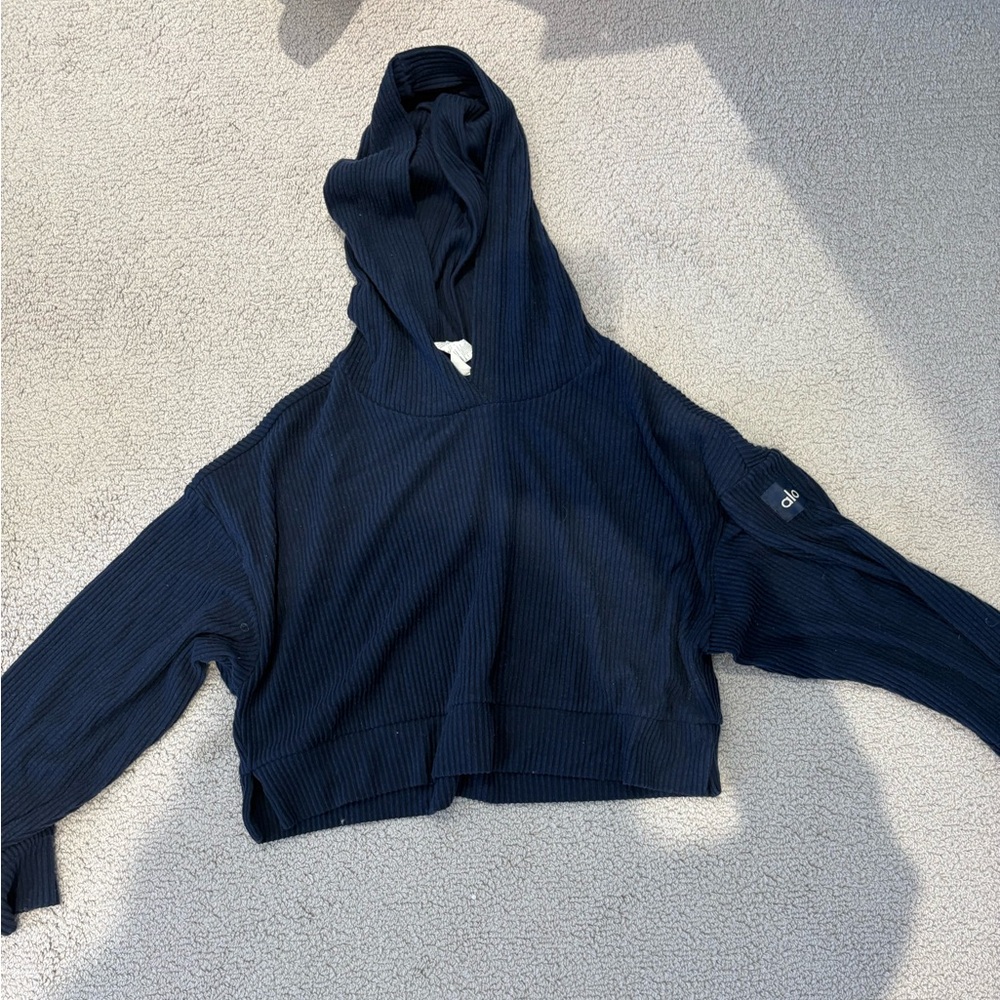 ALO Yoga Dark Blue Cropped Hoodie